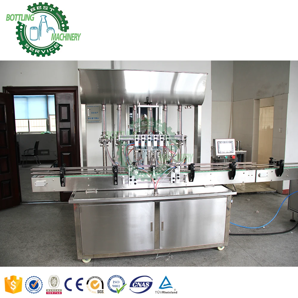2 4 6 8 Head Linear Sauce Paste Jam Cheese Butter Syrup Ketchup  Bottle Auto Pneumatic Piston Filling Machine with Mixing Hopper