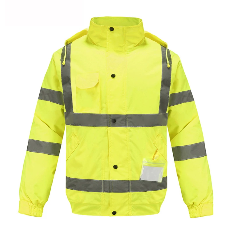 ODM / OEM Reflective Jacket Waterproof 300D Oxford High Vis Riding Clothes Warm Reflective Flight Cycling Safety Jacket