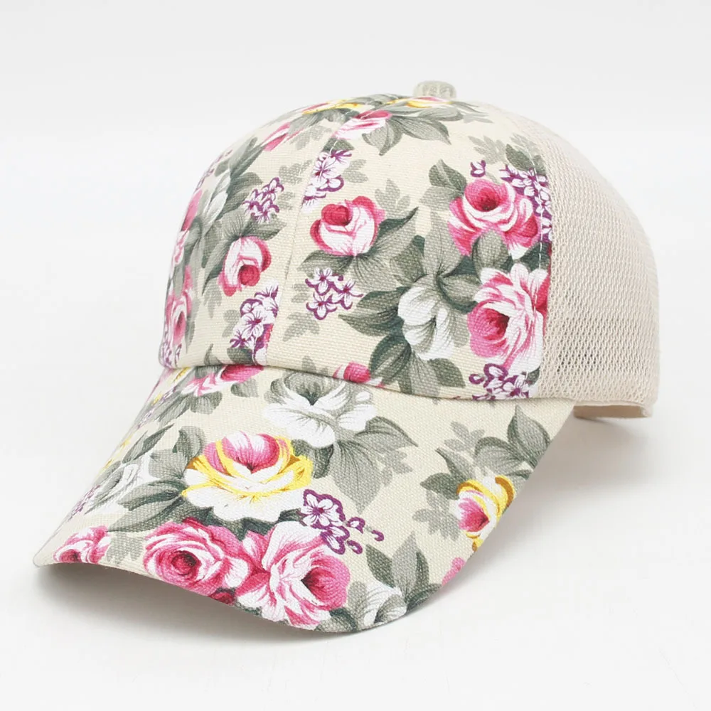 Q1398 Floral Flower Print Dad Strap Hat Sun Hat Snap Back