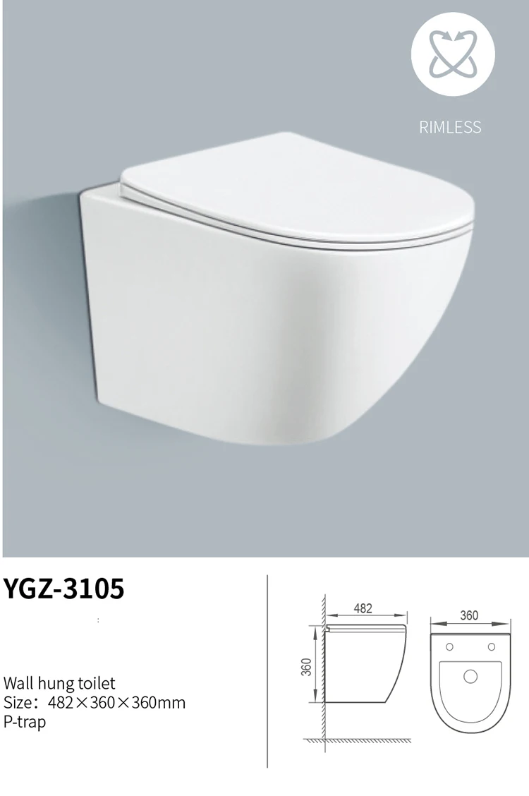 Cheapest Classic Wall Hung Toilet In Stock Fast Delivery Round Rimless Bathroom Toilet WC factory