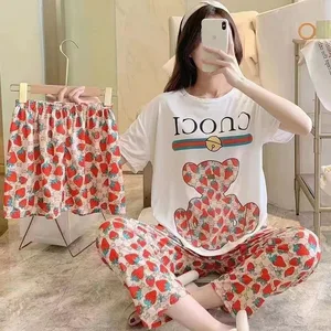 Pajama Women's Summer Suit, Thin, Sweet and Cute Women's Home Wear, Three-piece Set That Can Be Worn Outside