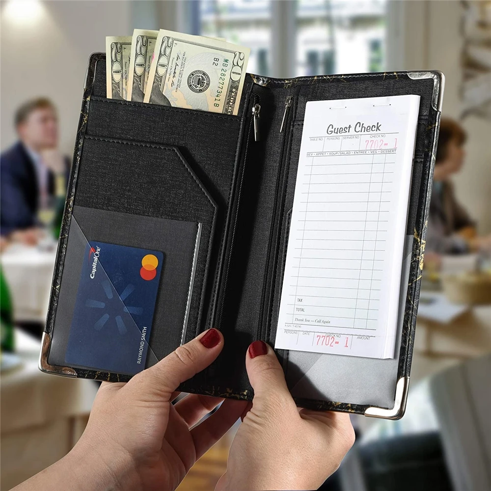 2023 Amazon best seller waiter wallet restaurant guest checkbook holder leather server book for waitress