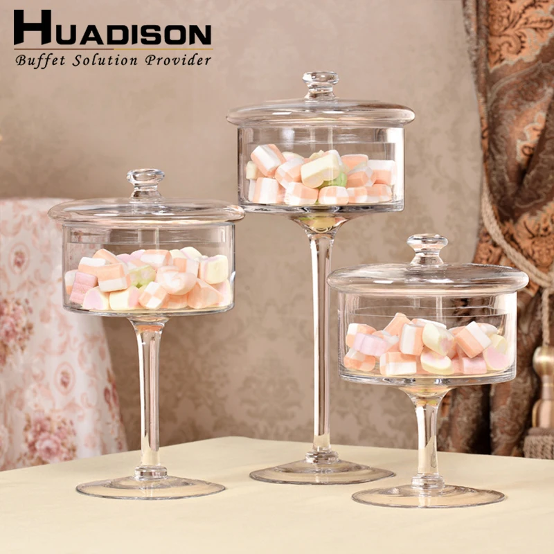 Huadison Catering Equipment Luxury Wedding Decorations showcase Dessert Riser Banquet Buffet Display Glass Stand for Party