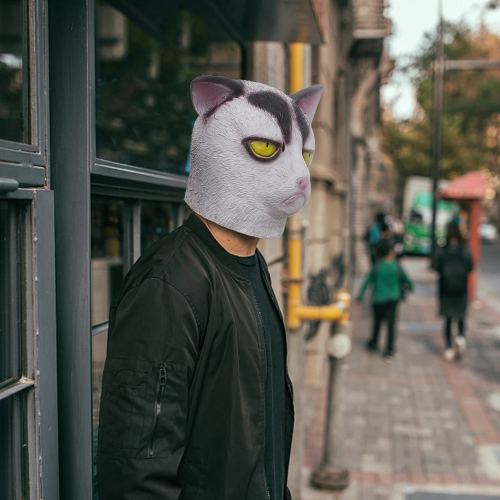 Molezu Halloween Full Head Latex Cat Mask Unhappy Animal Cosplay Prop  Christmas Party Masquerade Masks| Alibaba.com