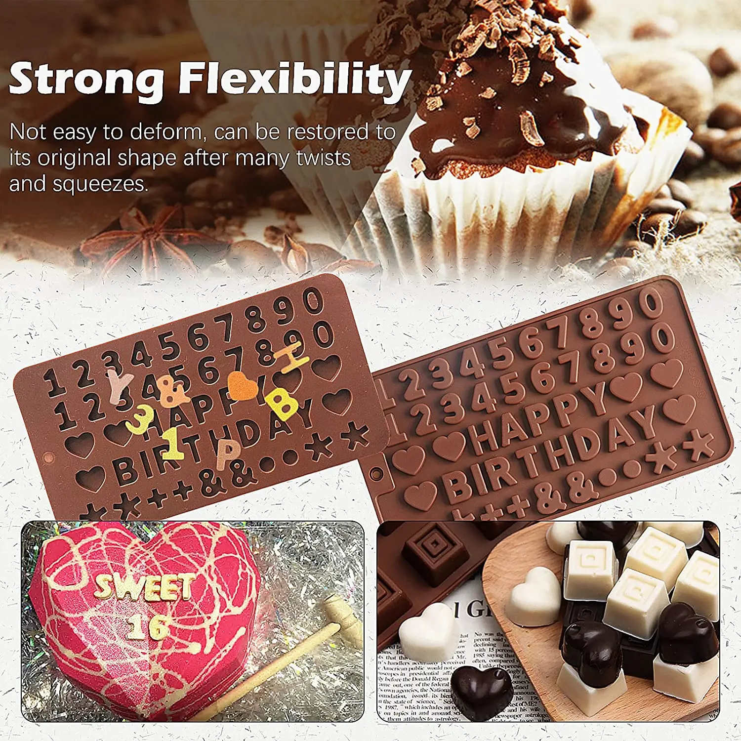 WiDream 2 pcs Stampo Silicone con Numeri, Lettere e Numeri in Stampo di