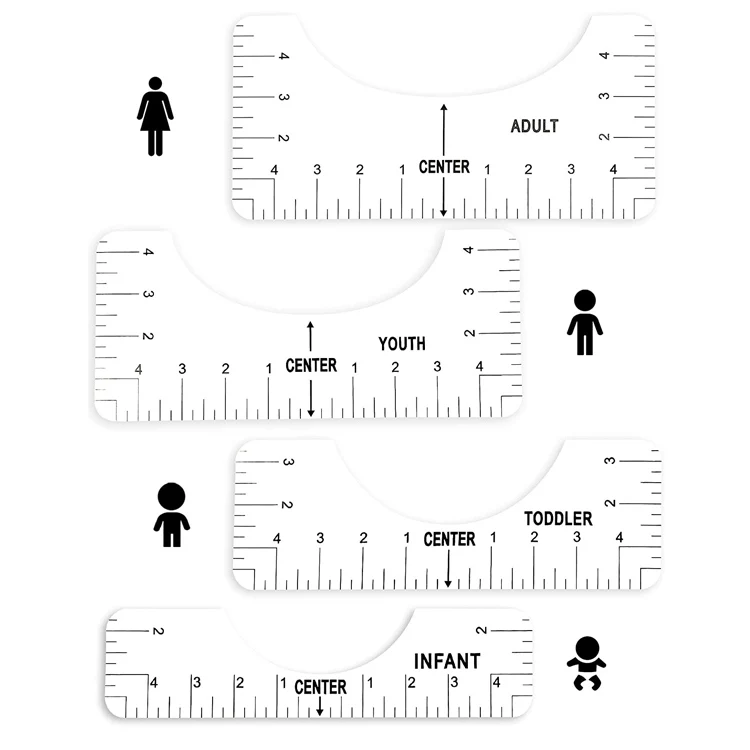 T-Shirt Alignment Guide Adult Youth Toddler Infant CQCYD 4PCS T-Shirt Alignment Ruler Craft Ruler with Guide Tool for Making Fashion Center Design 
