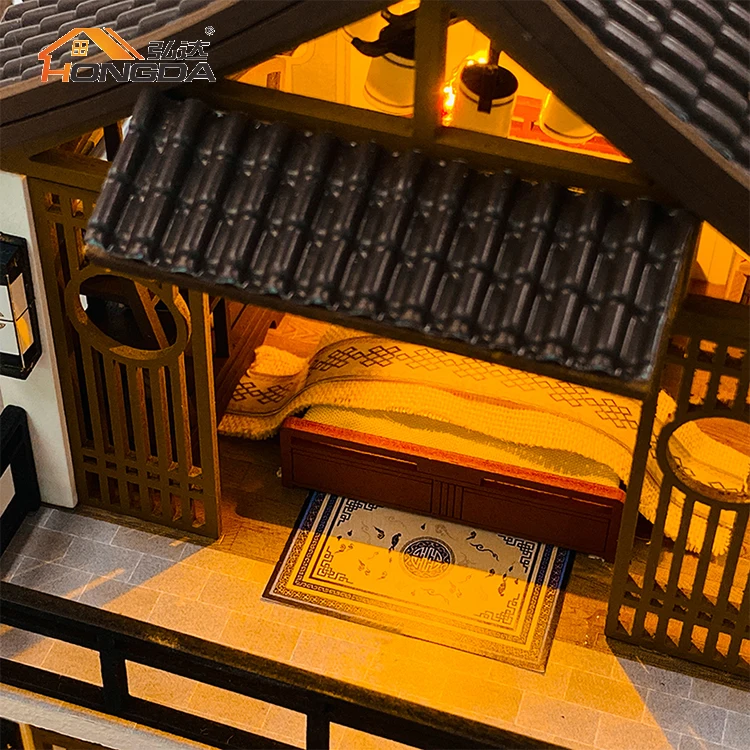Hongda 2023 Chinese Style PC2314 Poetic Charm Theme Wooden Dollhouse Diy Miniature Dollhouse Kit