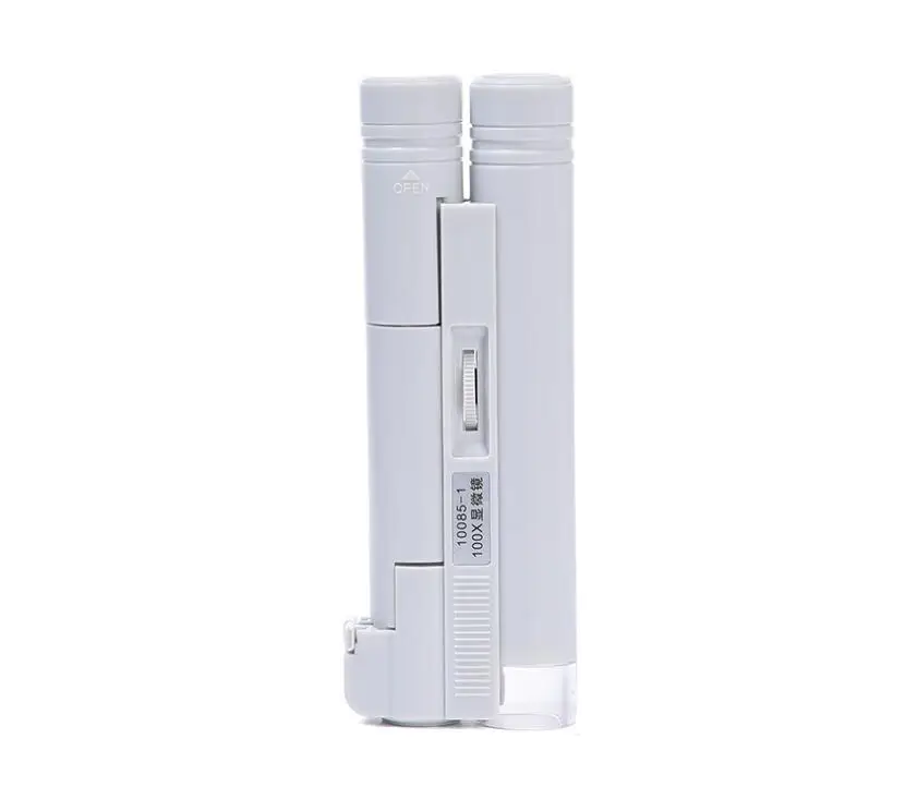 Portable Adjustable Objective Lens Handheld Magnifier 100x Handle Pocket Microscope with Scale