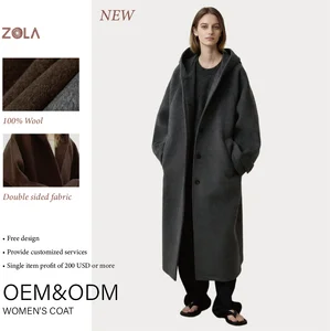 25-year-old New Winter Casual Minimalist Relaxed Warm Wool Double-sided Grey Long Button Closure Ladies' Coat