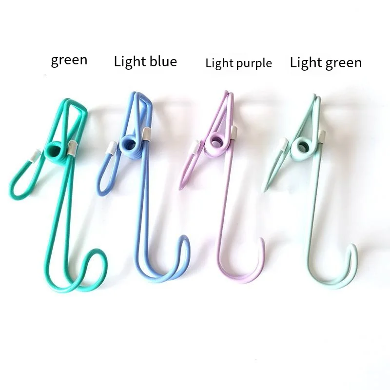 Long tail bent hook clip color multi-functional windproof clothespin hanging storage and drying long tail clip hook factory