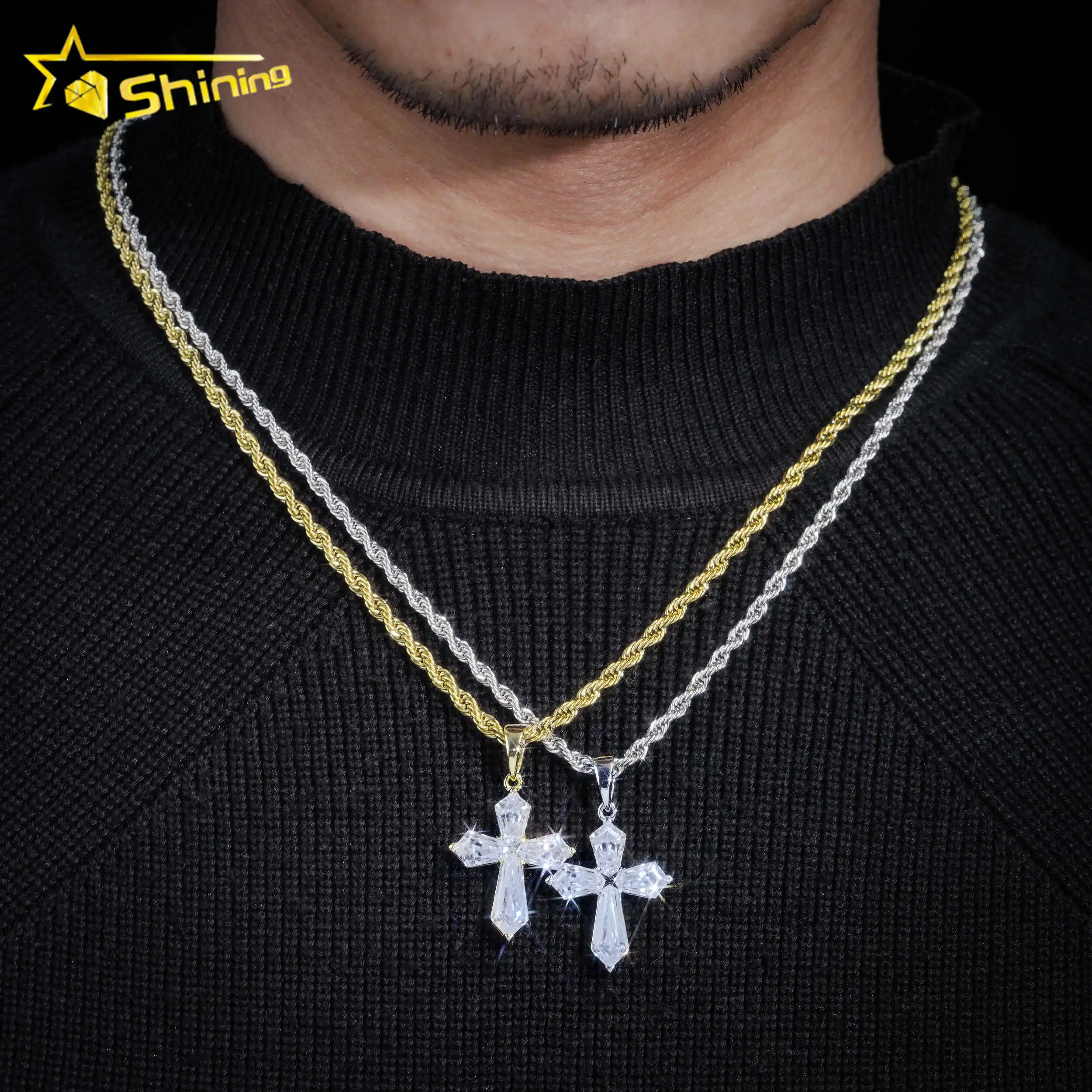 New Design Cross Pendants Fashion 925 Silver Jewelry Vvs Moissanite