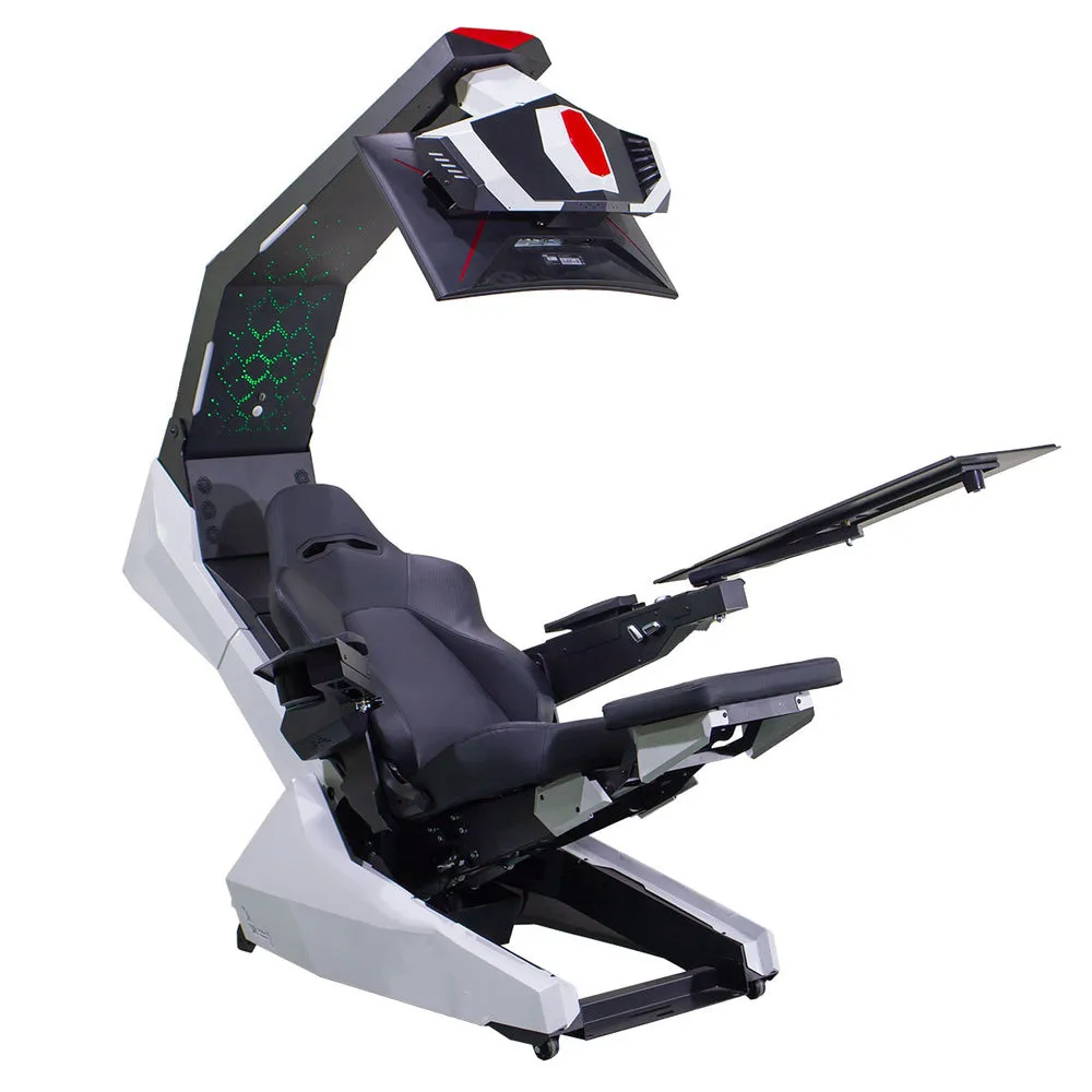 Easecomfy Home Office  R1 Pro Genuine Leather High Back Recline zero Gravity Gaming Cockpit Massage Speakers Monitor Adjustable