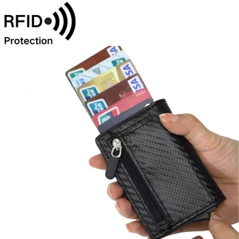 smart cards holder carbon Fiber card holder Wallet RFID blocking coin purse wallet carbon Fiber smart wallet Card Holder for Men