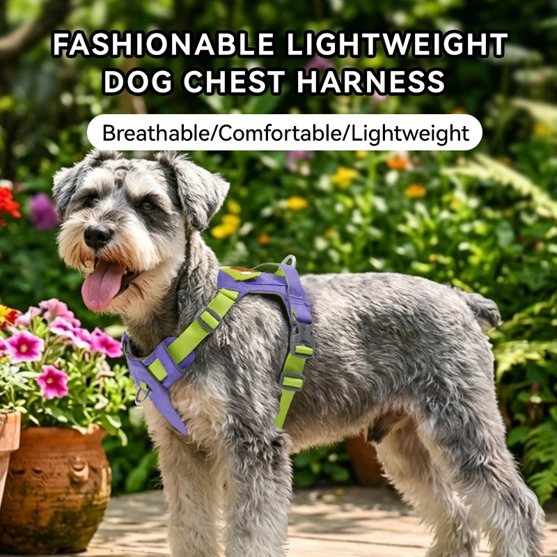 Wholesale Custom Size Black Dog Chest Harness Adjustable Buckle Closure Soft Breathable Polyester Fabric Pet Jacket Solid