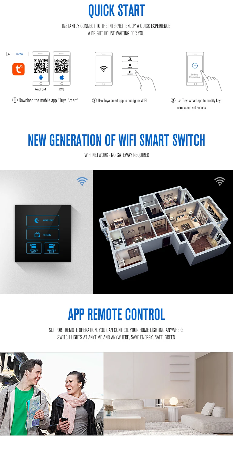Smart Home System Customized Logo Tuya Zigbee Wireless Home Wall Touch ...