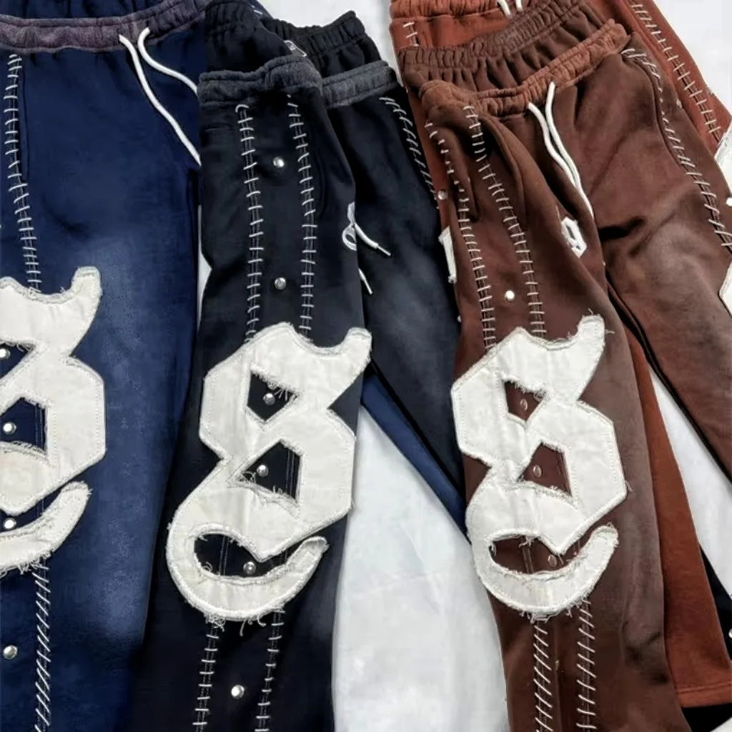 OEM Custom Manufacturer Custom Cropped Thick Hoodie High Quality Graphic Distressed Embroidery Oversize Acid Wash Hoodie Set Men gallery 8