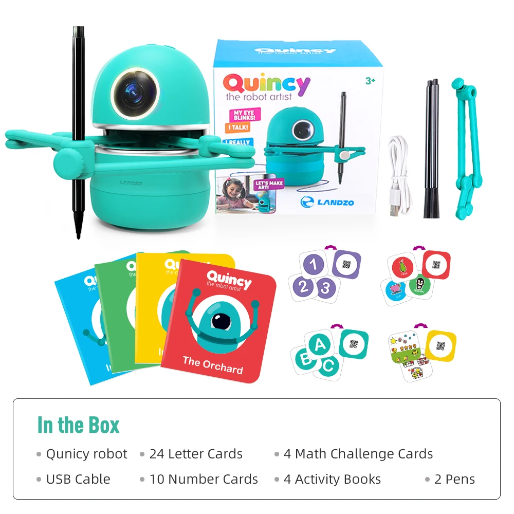 Quincy the Robot Artist/Robot Toy Math Activity Book Kids 2020 Spelling 