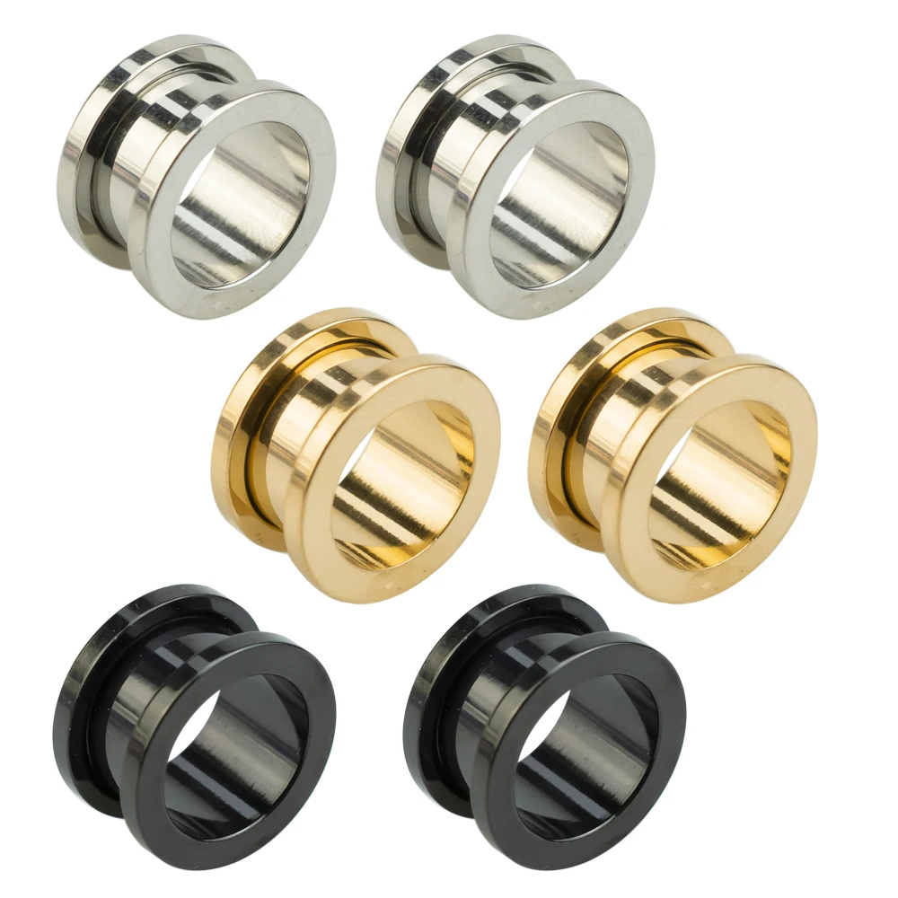 Anodized Steel Gold Ear Gauges Price for One Piece Screw 