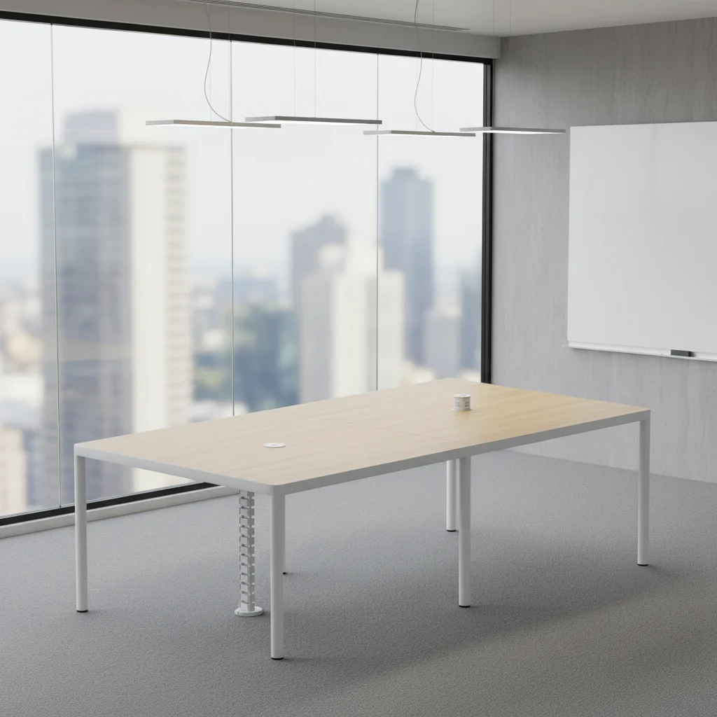 Modern Wood Frame Standing Conference Table Built-in Power Socket Adjustable Elevating Solutions for Professional Office 4