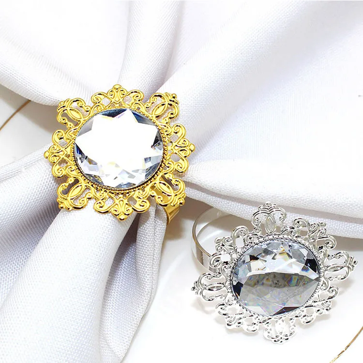 Exquisite Table Accessories Luxury Rhinestone Napkin Holder Crown Napkin  Ring for Wedding Serviette Decoration - Main Image