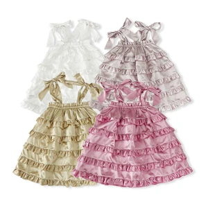 Hot Selling Casual Cotton Linen Short-sleeved Baby Little Girl Dresses for Party