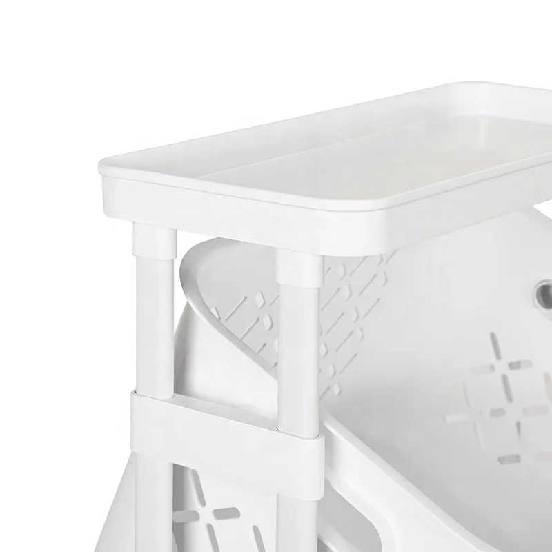 Multipurpose Rolling Storage Dirty Clothes Basket Trolley Layered Detachable Plastic Laundry Storage Basket