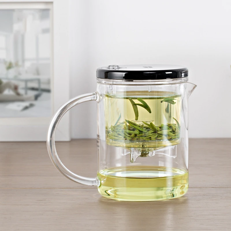 500ml Press Button Modern Design Borosilicate Glass Teapot With Infuser