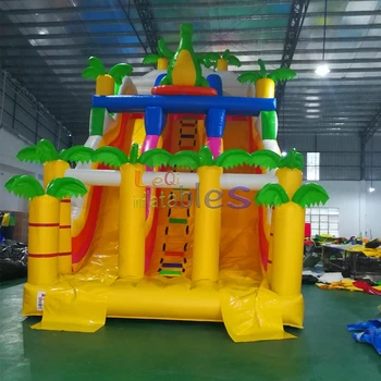 8-6m/26.2-19.7ft green dinosaur forest water slide inflatable with pool colorful inflatable dinosaur water slide for kids