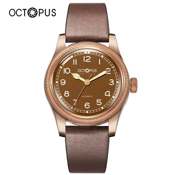 Luxury Pilot Automatic Watch For Men Octopus Design Sapphire 100M Waterproof PT5000 Bronze Army Wristwatches
