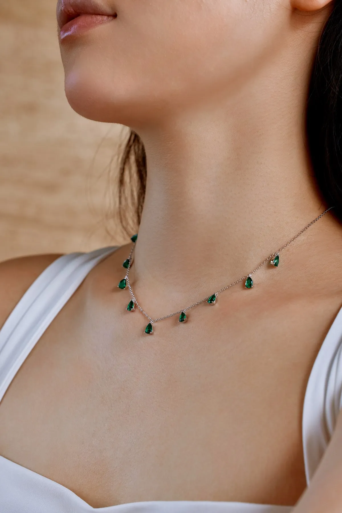 KAKODIY Turkiye Exquisite Zircon Pear Shape Sapphire Grandma Stone Necklace 925 Sterling Silver Drop Necklace Women's Jewelry detail 5