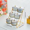 6 Ash-colored Ice-patterned Glass Disc Staircase Gold Shelf