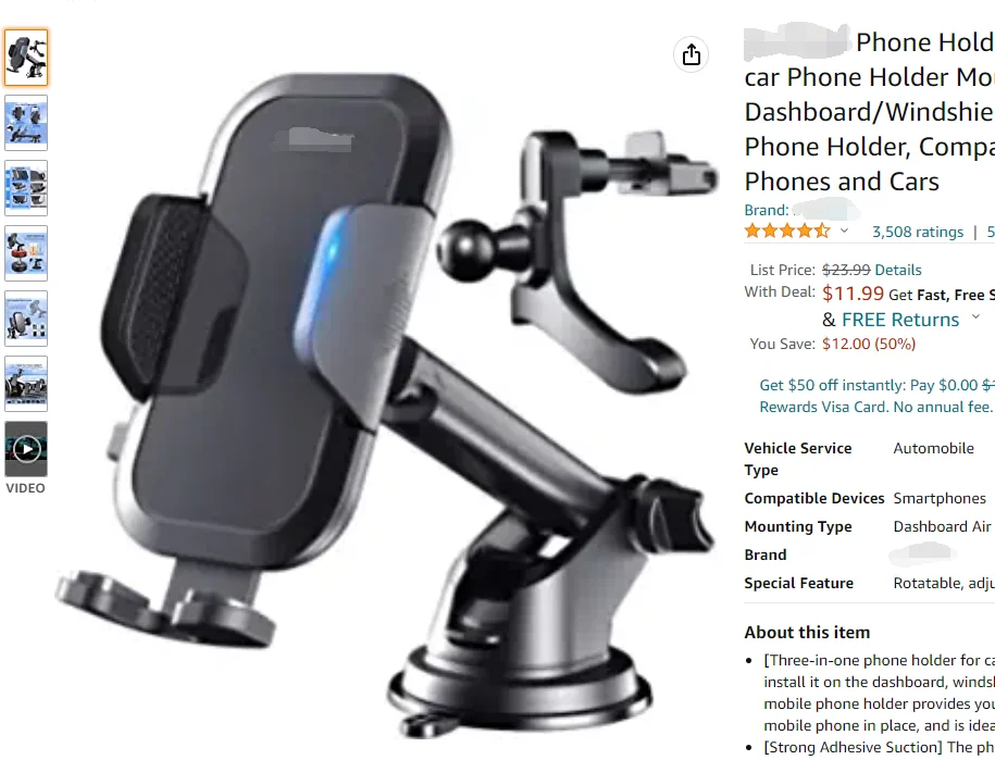 3 In 1 Universal Car Air Vent Phone Holder Cradle Car Air Vent Mount