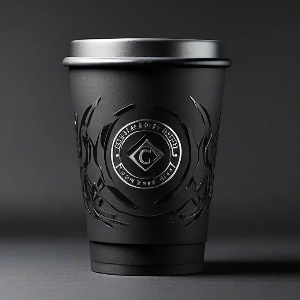 Wholesale Customizable logo waterproof Disposable Double wall black paper cups with lid