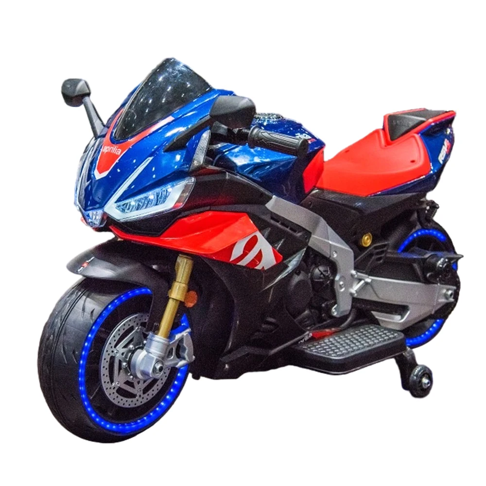 Costway 12v Aprilia Moto Électrique Enfant Avec Musique&lumière,vitesse 5,5-6 Km/h,pour Enfants De 3-8 Ans Bleu à Prix