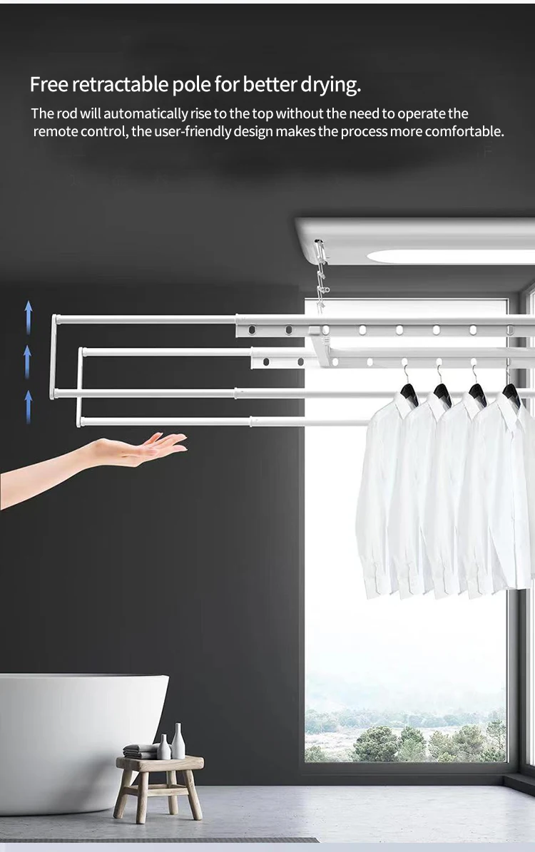 2023 Popular Electric Drying Clothes Rack Remote Control Lift Balcony ...