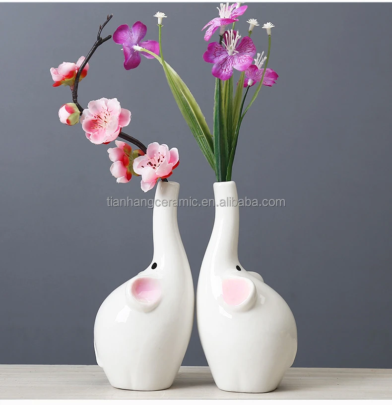 Modern living room wedding gift cute elephant porcelain flower pot nordic ceramic vase for home decor.jpg