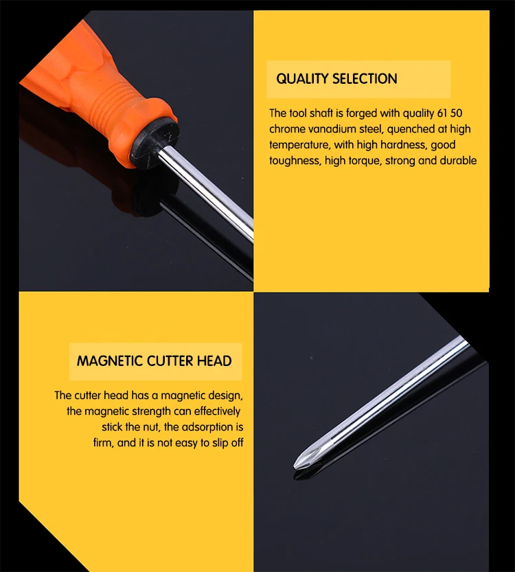 Factory direct sale orange handle screwdrivers good quality Phillips chrome vanadium steel screwdriver