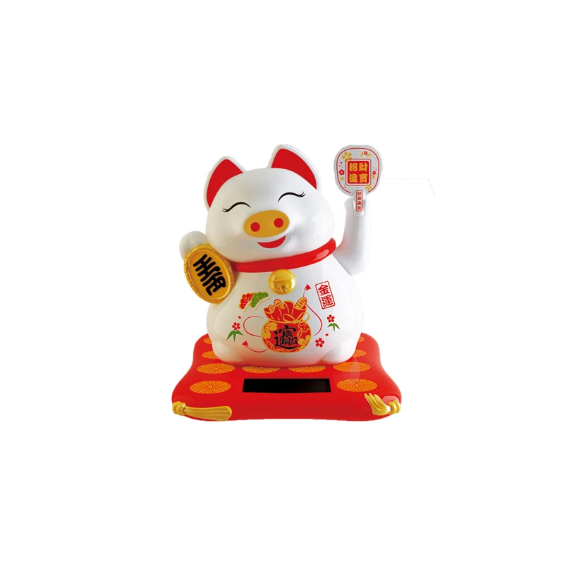 Solar Powered White Mini Happy Lucky Cat for Good Luck
