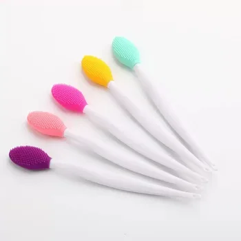 Silicone Double-Sided Nose Tip Facial Mask Lip Bridge Cleaning Pore Cleansing Brush Blackhead Face Wash Makeup Brush Cleaner