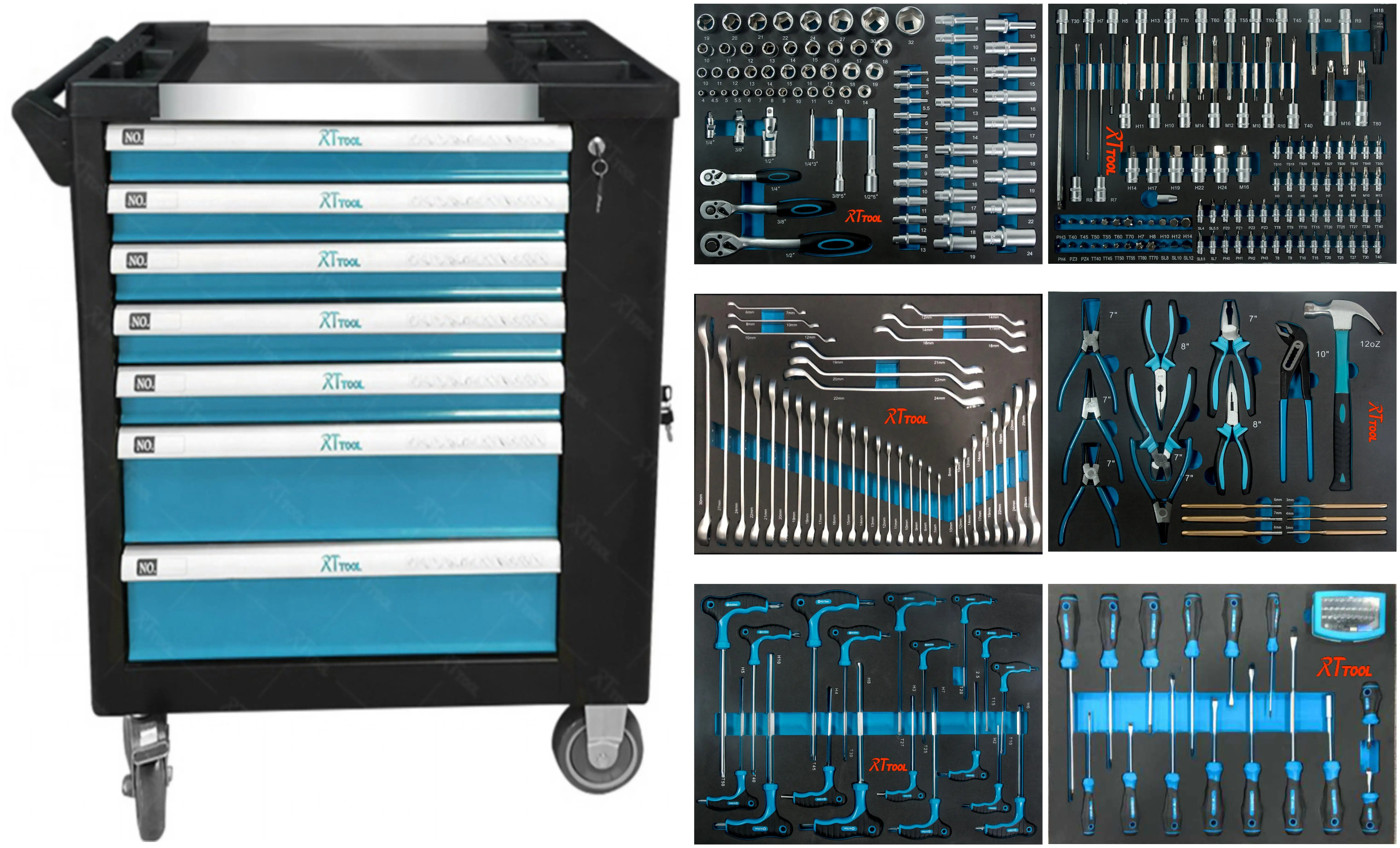 1/4" And 1/2" Socket Set In Sponge Eva Foam Modular For Tool