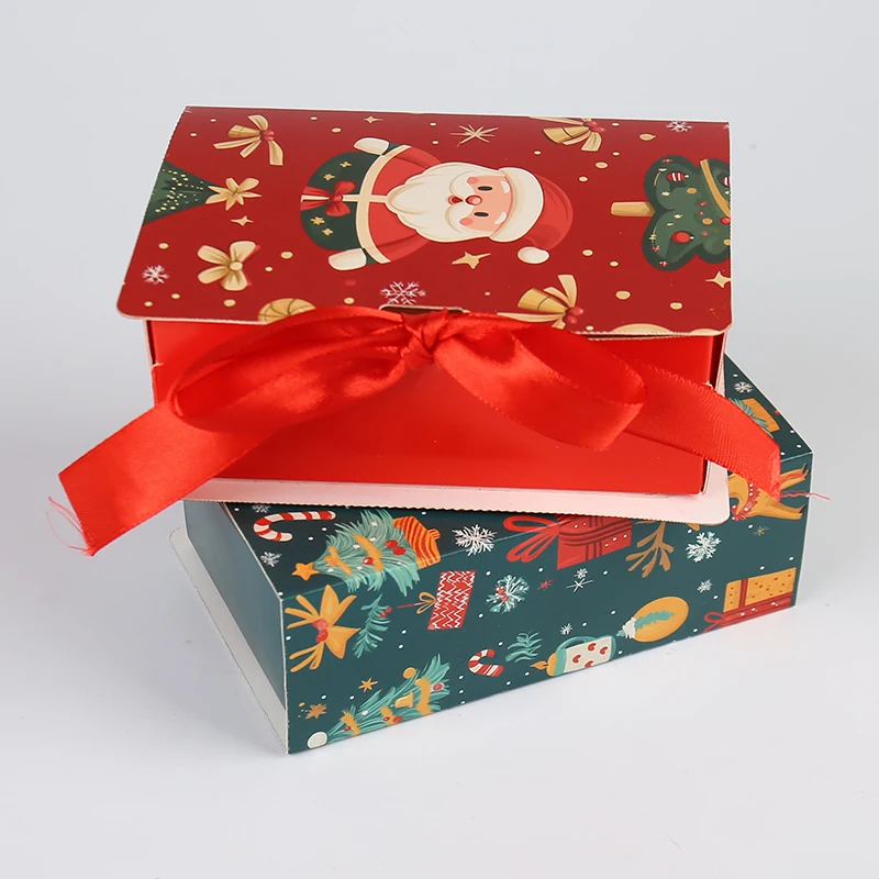 Tilpassbare hvite bokformete brettbare gaveesker med svampfôring og mykt papplater for julegaveemballasje, inkludert bånd