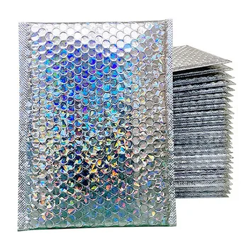 Custom silver Aluminum Foil Shipping Envelope Bag Clothing Packaging Padded Poly Bubble Mailer Black Mailing Bags