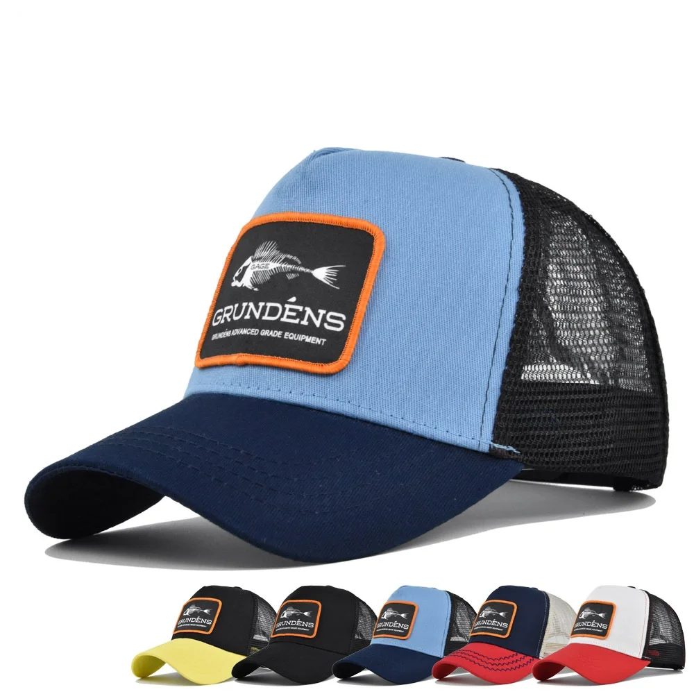 fishbone-woven-label-embroidery-curved-brim-baseball-cap-breathable