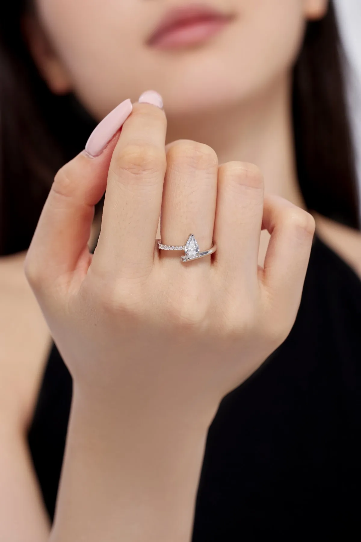 KAKODIY iced sales pear-shaped 925 Sterling Silver ring Cubic Zirconia engagement wedding ring detail 4