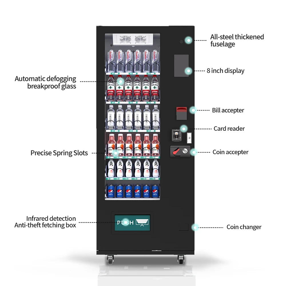 Small Capacity Vending Machine Smart Combo Cold Can Beer Bottled Drinks Beverage Vending Machines with Visa/Cash/Coin Payment