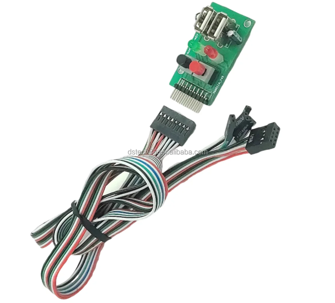 Desktop Computer Pc Case Dp9pin Connector To 2usb Power Button Switch Cable & Reset Switch