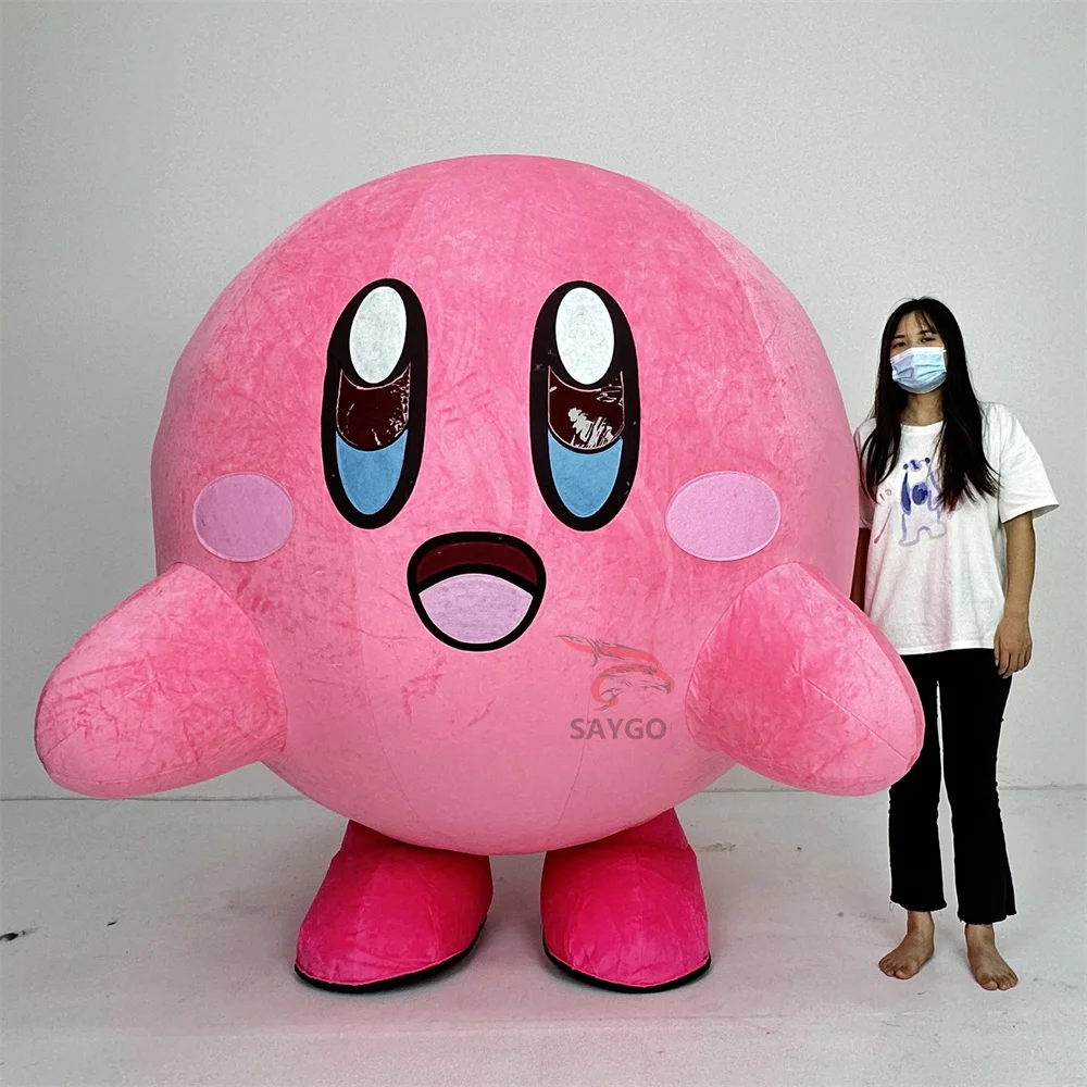 Hot Sale Snorlax Pink Round Kirby Lovely Monster Inflatable Mascot Costume Inflatable Cartoon Walking Costume for Cosplay