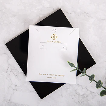 Custom Logo Specialty Texture Paper Earring Card Gold Foil Stamping Jewelry Display Card Custom Paper Card For Bracelet/Necklace