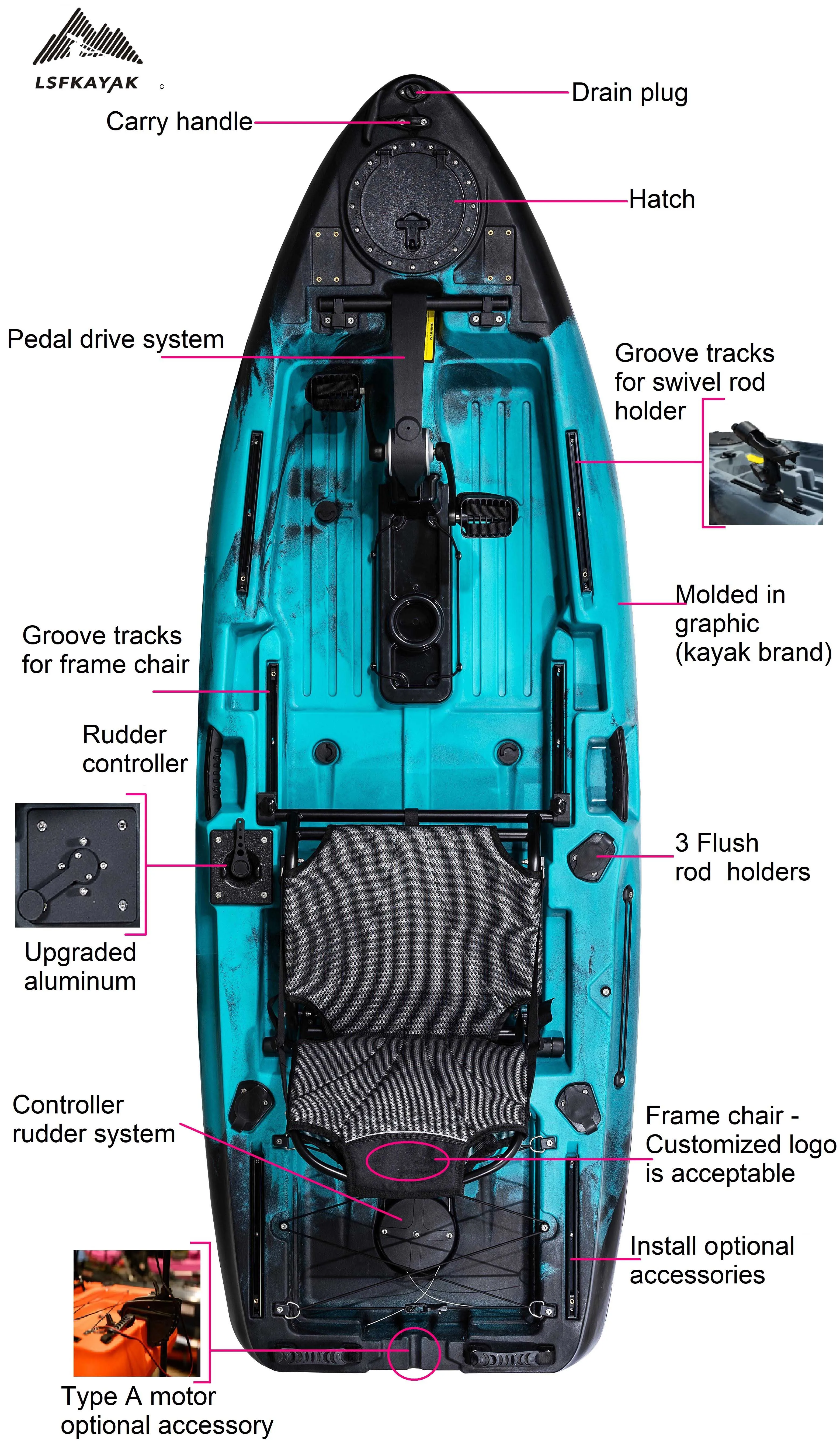 New 8ft Fishing Kayak Pedal Drive Power Kayak With Propeller - Buy ...