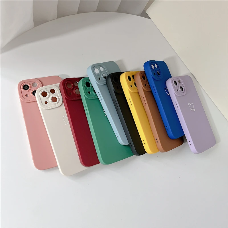 Wholesale colorful love heart phone case for apple iphone 13 12